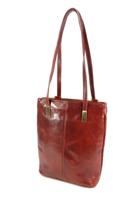 Leren dames rugzak shopper Cognac