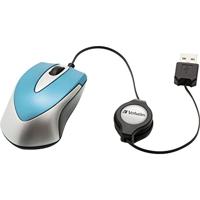Verbatim 49022 Go Mini - USB optische reismuis met kabelretractie, caribbean blue