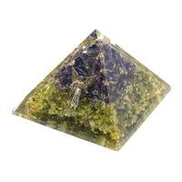 Orgonite Piramide Peridoot/ Amethist - Engel Raphael - (70 mm) - thumbnail