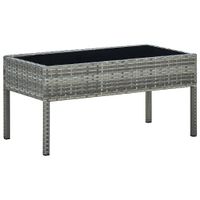 Tuintafel 75x40x37 cm poly rattan grijs - thumbnail