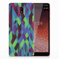 Nokia 1 Plus TPU Hoesje Abstract Green Blue - thumbnail