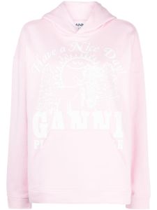 GANNI hoodie en coton biologique à logo imprimé - Rose