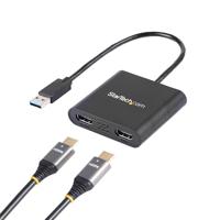 StarTech.com USB 3.0 naar Dual HDMI Adapter - Dual 1080p of Single 4K 30Hz - Externe video & grafische kaart - USB Type-A naar HDMI Dual Monitor Display Adapter - Alleen Windows - Zwart (USB32HD2)