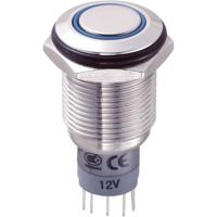 TRU COMPONENTS 701895 LAS2GQF-11E/B/12V/S/P Vandalismebestendige druktoets 250 V/AC 3 A 1x aan/(aan) Moment Blauw 1 stuk(s) - thumbnail