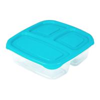 PlasticForte Vershoudbakje - 3-vaks - 1,2L - meal prep - herbruikbaar - blauw