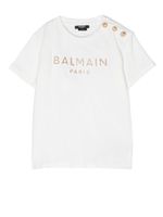 Balmain Kids t-shirt orné de clous à logo pailleté - Blanc - thumbnail