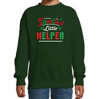 Santas little helper / Het hulpje van de Kerstman Kerstsweater / Kersttrui groen voor kinderen - thumbnail