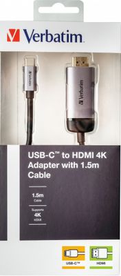 Verbatim USB-C Adapterkabel [1x USB-C stekker - 1x HDMI-stekker] 49144 1.50 m