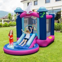 Opblaasbare Waterglijbaan Kasteeltrampoline voor Kinderen met Luchtblazer 207 x 393 x 270 cm