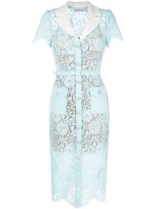 Self-Portrait robe-chemise mi-longue en dentelle - Bleu