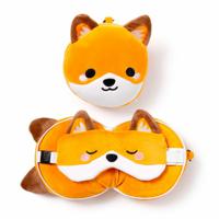 Relaxeazzz Finnick de Vos knuffel/reiskussen/slaapmasker - 2-in-1 set - voor kinderen   -