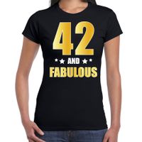 42 and fabulous verjaardag cadeau shirt / kleding 42 jaar zwart met goud voor dames 2XL  -