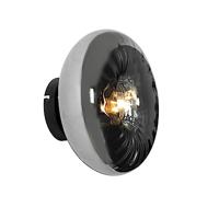 QAZQA - Art Deco Art Deco wandlamp zwart met smoke glas - Ayesha | Woonkamer | Slaapkamer | Keuken - Glas Rond - E27 Geschikt voor LED - Max. 1 x 25 Watt