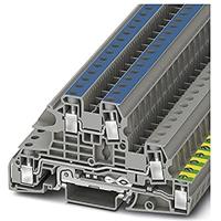 PHOENIX CONTACT UTI 6-PE/L/N Installatiekabelklem met schroefaansluiting, 5 aantal aansluitingen, AWG 24-8, 6 mm² nominale doorsnede, grijs, 50 stuks