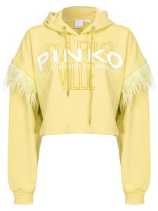 PINKO hoodie crop à détails de plumes - Jaune