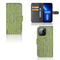 iPhone 13 Pro Book Style Case Green Wood - thumbnail