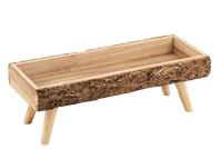 J-Line Bloempot Op Voet Rechthoekig Paulownia Hout Naturel Large