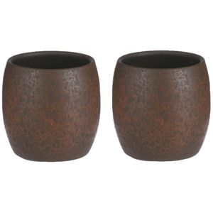 Mica Decorations Bloempot/plantenpot - 2x - roest/terracotta bruin - voor kamerplant - H14 x D16 cm