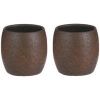 Mica Decorations Bloempot/plantenpot - 2x - roest/terracotta bruin - voor kamerplant - H14 x D16 cm - thumbnail