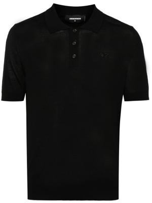 Dsquared2 Geribbeld poloshirt met geborduurd logo - Zwart
