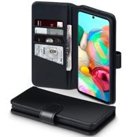 Qubits - luxe echt lederen wallet hoes - Samsung Galaxy A71 - Zwart