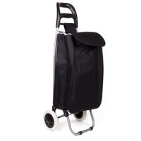 Boodschappen trolley tas - inhoud 40 liter - zwart - met wielen - 32 x 21 x 92 cm