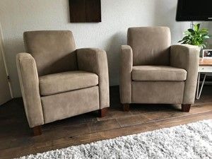 Set van 2 leren fauteuils met houten poten - bruin leer - Echt leer, Landelijk, ontdek de vele Leersoorten en Kleuren bij ShopX