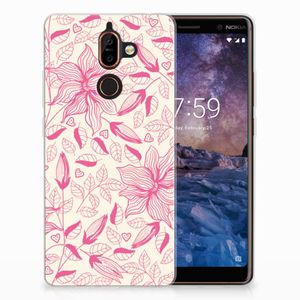 Nokia 7 Plus TPU Case Pink Flowers