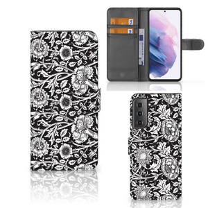 Samsung Galaxy S21 Plus Hoesje Black Flowers