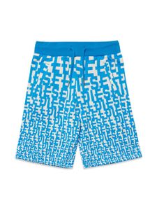 Diesel Kids short en coton à motif monogrammé - Bleu