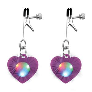 XR Brands Charmed Silicone Light Up Heart - Nipple Clamps