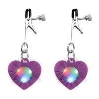 XR Brands Charmed Silicone Light Up Heart - Nipple Clamps - thumbnail