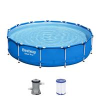 Bestway Steel Pro Frame Zwembadset met filterpomp Ø 396 x 84 cm, blauw, rond