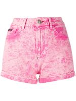 Philipp Plein short en jean à effet délavé - Rose