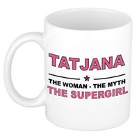 Naam cadeau mok/ beker Tatjana The woman, The myth the supergirl 300 ml   -