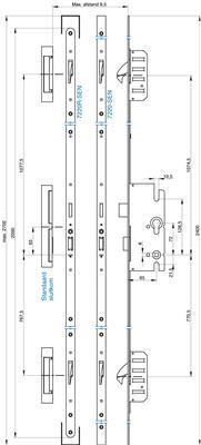 *Deurmeerpuntssluiting 7220R-SEN 65/72-2090 DrR 2+4 m/InLin