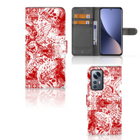 Telefoonhoesje met Naam Xiaomi 12 Pro Angel Skull Rood - thumbnail