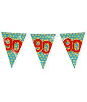 PD-Party 7042031 Happy Feest Bunting - 90, Blauw/Wit, Gelukkig, Folie, Dubbelzijdig, Driehoekig, 1000cm Lengte x 30cm Breedte x 0.1cm Hoogte