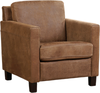 Bruine leren landelijke fauteuil Smart - poot hout zwart - Kenia Leer Brown (bruin leer) - thumbnail