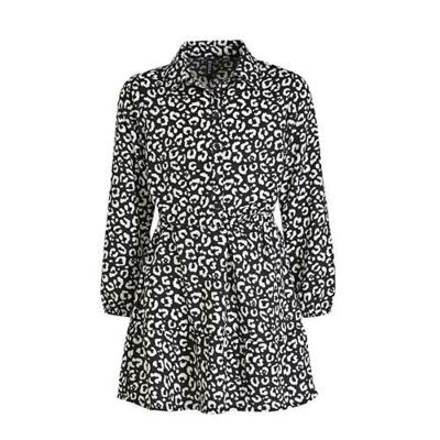Zigga blousejurk met panterprint zwart/wit