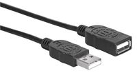 Manhattan USB-kabel USB 2.0 USB-A stekker, USB-A bus 1.00 m Zwart Folie afscherming, UL gecertificeerd, Vergulde steekcontacten 308519 - thumbnail