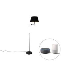 QAZQA Smart vloerlamp zwart met zwarte kap incl. Wifi A60 - Ladas - thumbnail