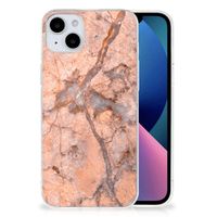 iPhone 15 Plus TPU Siliconen Hoesje Marmer Oranje