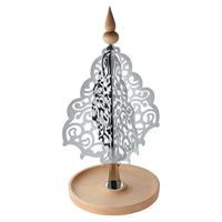 Alessi Dressed for X-mas kerstdecoratie van roestvrij staal 18/10 en beukenhout, zilver, 27 x 48 x 27 cm