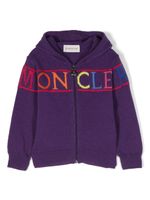 Moncler Enfant logo-intarsia virgin-wool cardigan - Violet