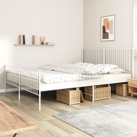 Bedframe met hoofd- en voeteneinde metaal wit 200x200 cm - thumbnail