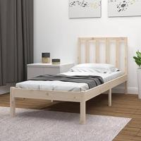 vidaXL Bedframe massief grenenhout zwart 75x190 cm, bed, ledikant, massief houten bedframe, bedbodem, bed frame, slaapmeubel, eenpersoonsbed, bedden