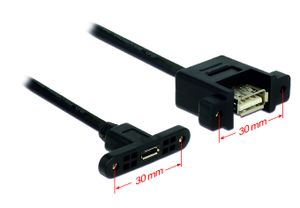 Delock 85109 Kabel USB 2.0 Micro-B female paneelmontage > USB 2.0 Type-A female paneelmontage 25cm