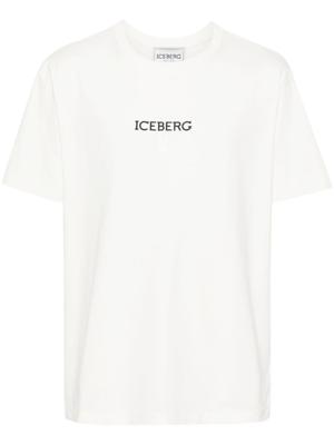 Iceberg T-shirt van stretch-katoen met logoprint - Beige