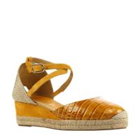 Unisa Caude leren espadrilles crocoprint okergeel